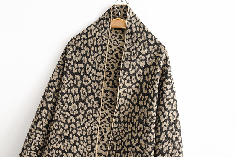 Fashion Beige Leopard Jacquard Imitation Cashmere Tassel Scarf Shawl,Thin Scaves