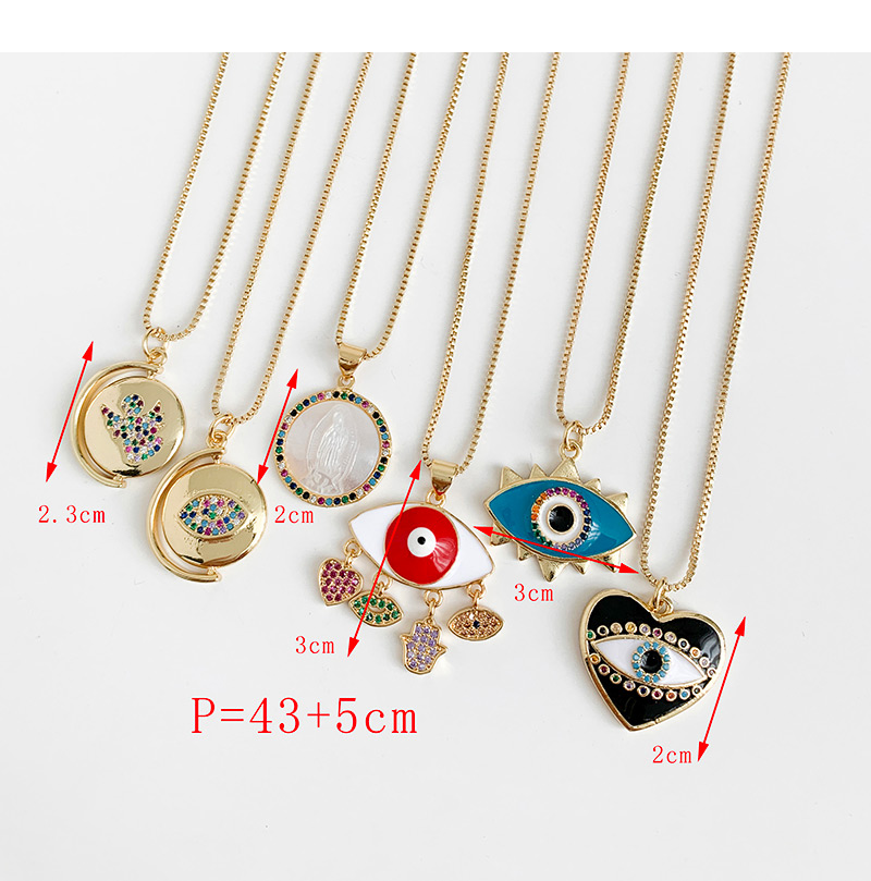 Fashion Gold Copper Inlay Zircon Eyes Love Mouth Palm Necklace,Necklaces