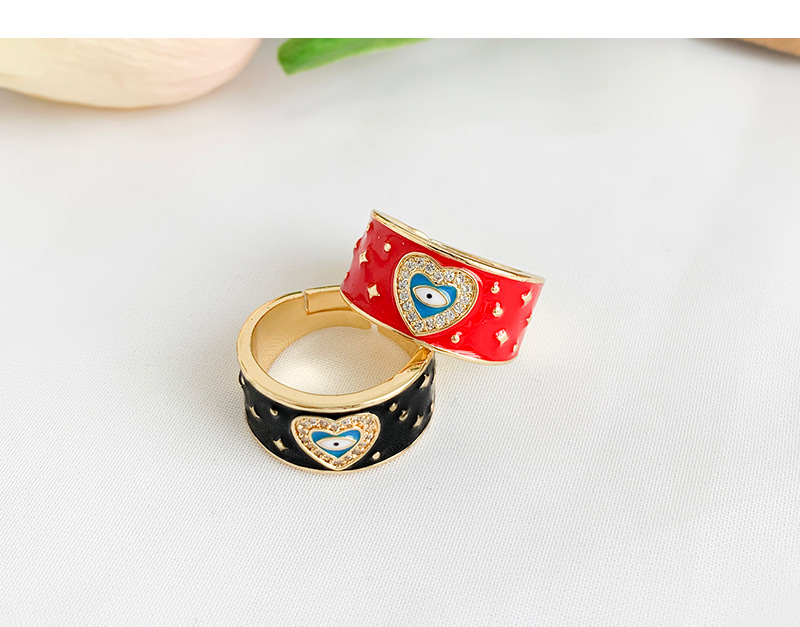 Fashion Black Copper Inlay Zircon Love Eye Ring,Rings