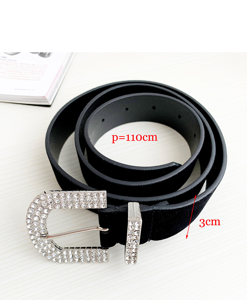 Fashion Black Alloy Diamond-studded Geometric Belt,Wide belts