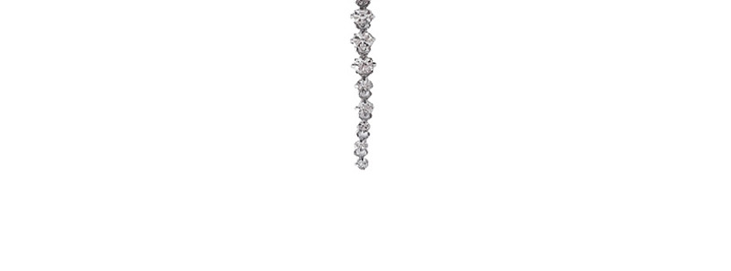 Fashion Silver Single Right Fringed Curved Winding Diamond Earrings,Stud Earrings