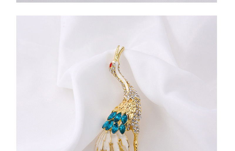 Fashion Gold Crane Crane Crystal Brooch,Korean Brooches