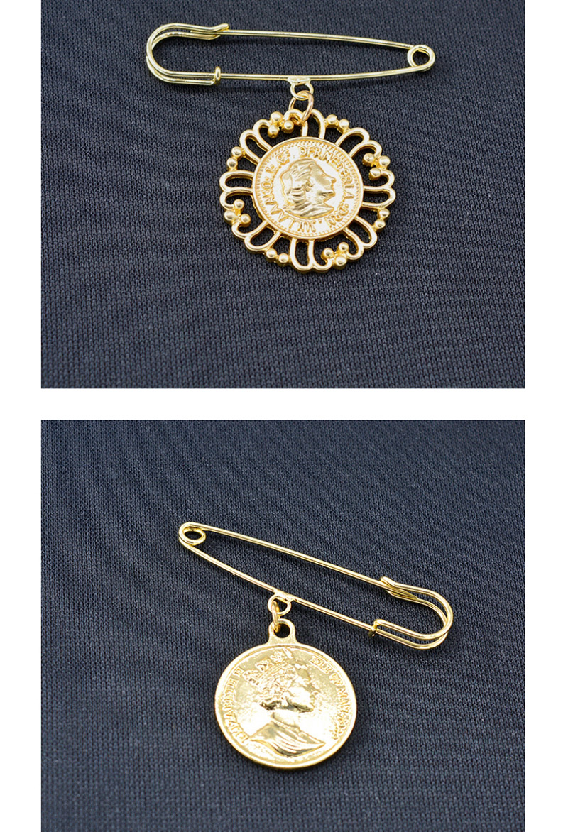 Fashion Gold Coin Beauty Head Tassel Brooch,Korean Brooches