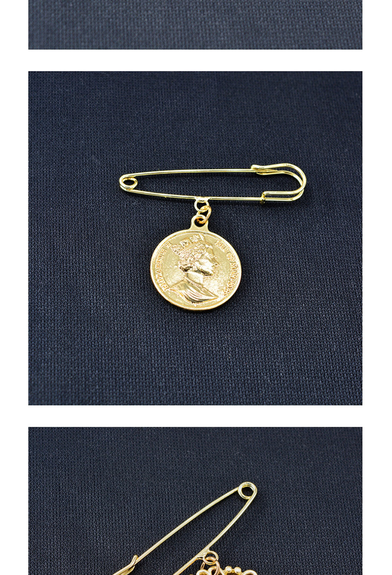 Fashion Gold Coin Beauty Head Tassel Brooch,Korean Brooches