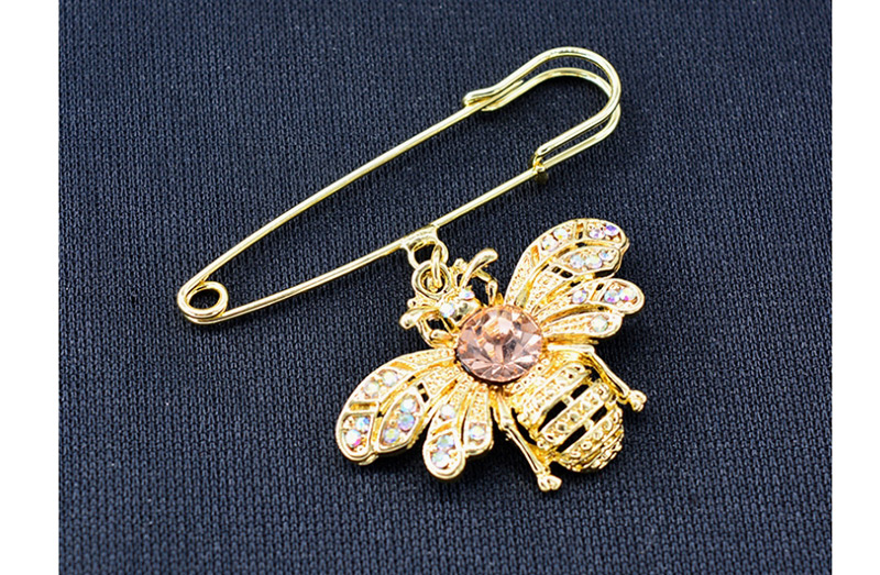 Fashion Gold Bee Pearl Color Diamond Brooch,Korean Brooches