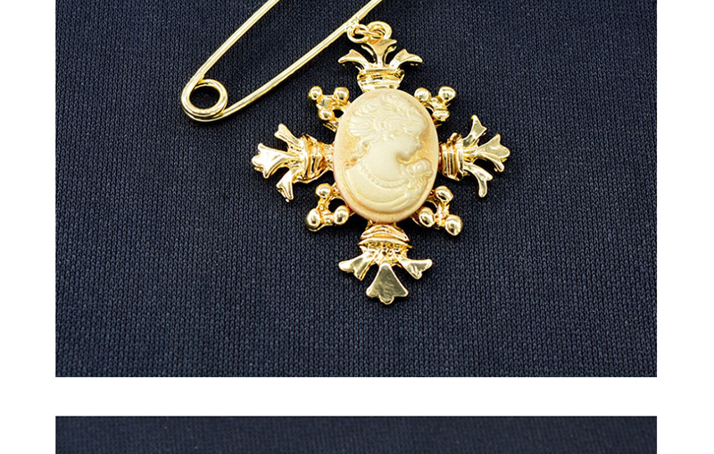 Fashion Gold Beauty Head Relief Face Brooch,Korean Brooches