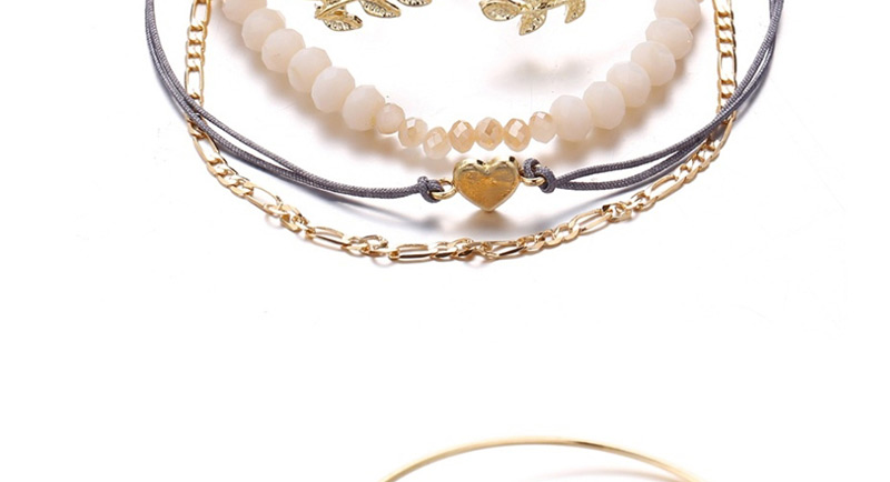 Fashion Gold Geometric Love Leaf Beizhu Bracelet 5 Piece Set,Beaded Bracelet