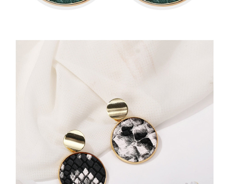 Fashion Black And White Serpentine Sequin Round Earrings,Drop Earrings