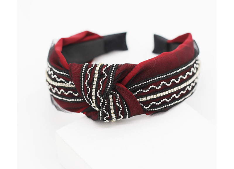 Fashion Red Lace-encrusted Bow Geometric Headband Dance,Head Band