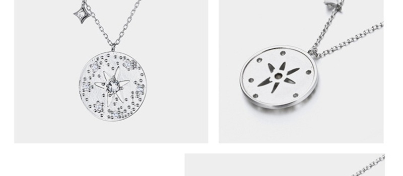 Fashion Silver  Silver Geometric Round Zircon Necklace,Pendants
