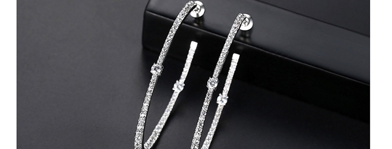 Fashion Platinum Oval Copper Inlay Zircon Earrings,Earrings