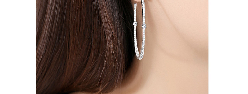 Fashion Platinum Oval Copper Inlay Zircon Earrings,Earrings