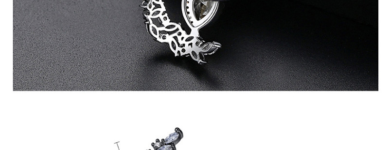 Fashion Gun Black Copper Inlaid Zirconium Opening Ring,Rings