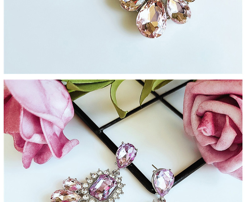 Fashion Purple Alloy Large Gemstone Diamond Earrings,Drop Earrings