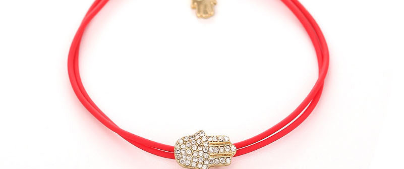 Fashion Red Alloy Diamondd Palm Pu Woven Bracelet,Fashion Bracelets