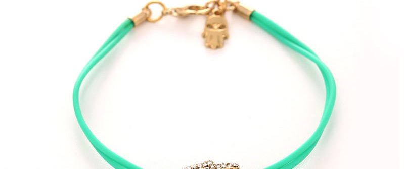 Fashion Green Alloy Diamondd Palm Pu Woven Bracelet,Fashion Bracelets