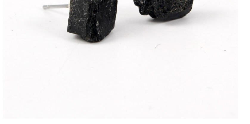 Fashion Black Irregular Natural Stone Earrings,Stud Earrings