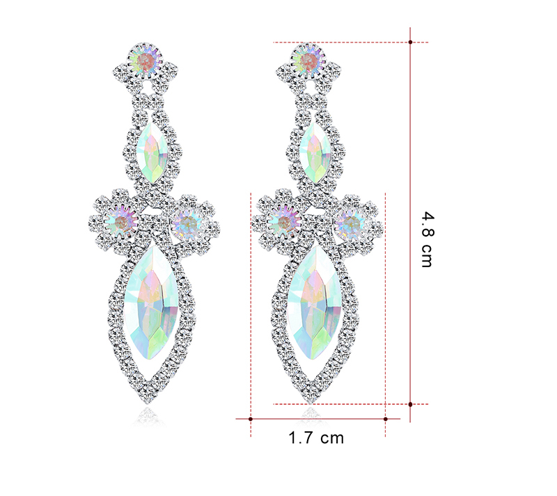 Fashion Ab Color Alloy Diamond Ab Color Drop Shape Earrings,Drop Earrings