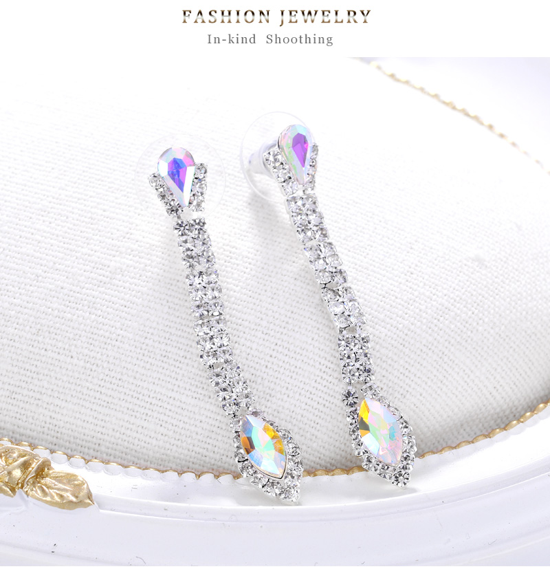 Fashion Ab Color Alloy Diamond Ab Colored Earrings,Drop Earrings