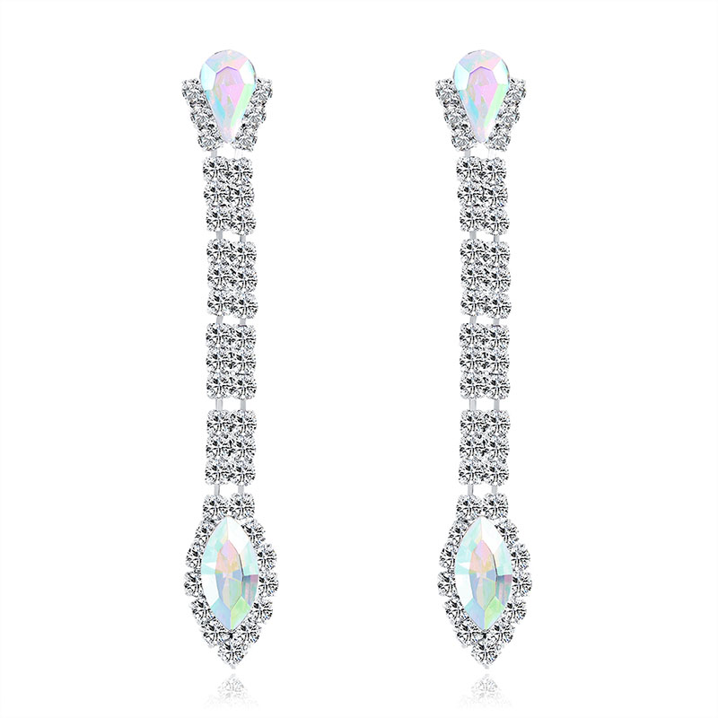 Fashion Ab Color Alloy Diamond Ab Colored Earrings,Drop Earrings