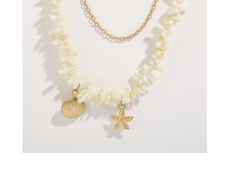 Fashion Gold Crushed Scallop Starfish Necklace,Crystal Necklaces