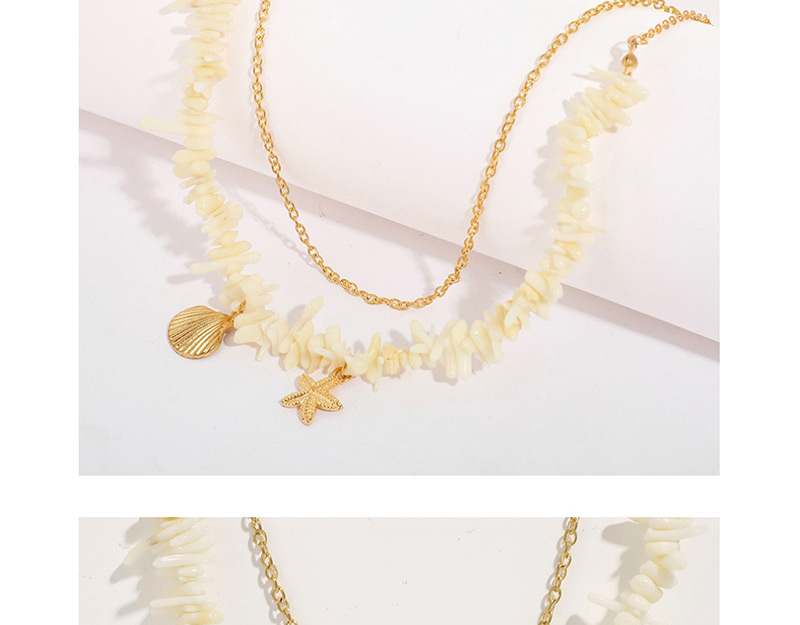 Fashion Gold Crushed Scallop Starfish Necklace,Crystal Necklaces