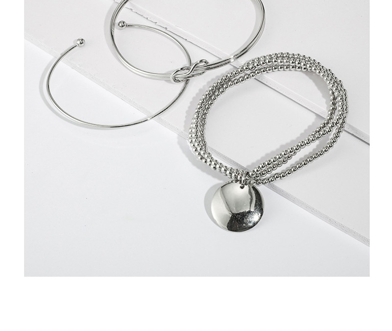 Fashion Silver Round Beaded Round Knotted Bracelet Set Of 3,Fashion Bracelets