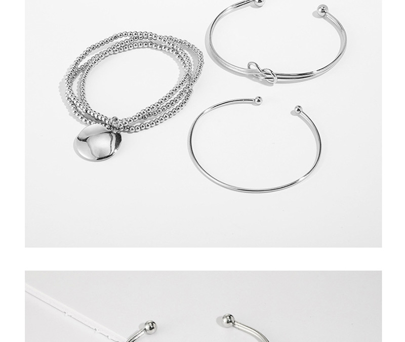 Fashion Silver Round Beaded Round Knotted Bracelet Set Of 3,Fashion Bracelets