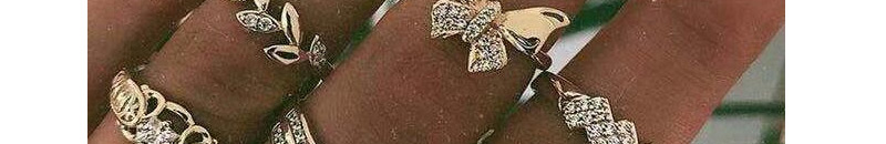 Fashion Gold Diamond Leaf Butterfly Leaf Flower Ring Set Of 8,Fashion Rings