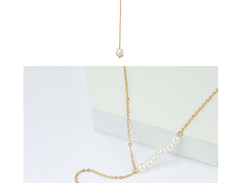 Fashion Gold Pearl Pentagram Necklace,Multi Strand Necklaces