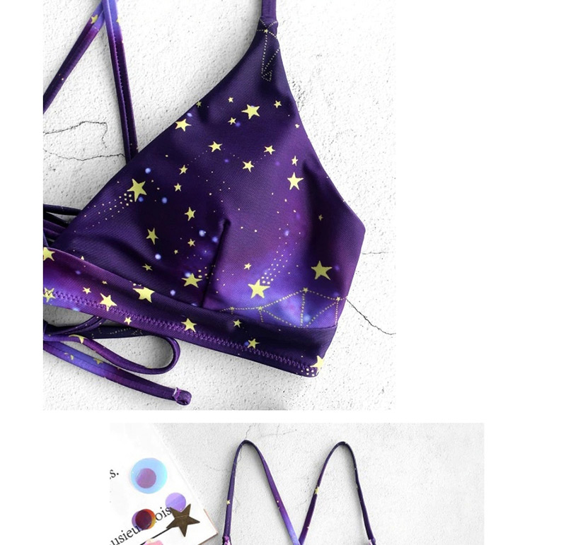 Fashion Purple Pastel Gradient Starry Star Bikini,Bikini Sets
