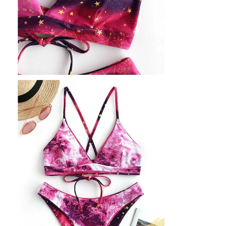 Fashion Purple Pastel Gradient Starry Star Bikini,Bikini Sets