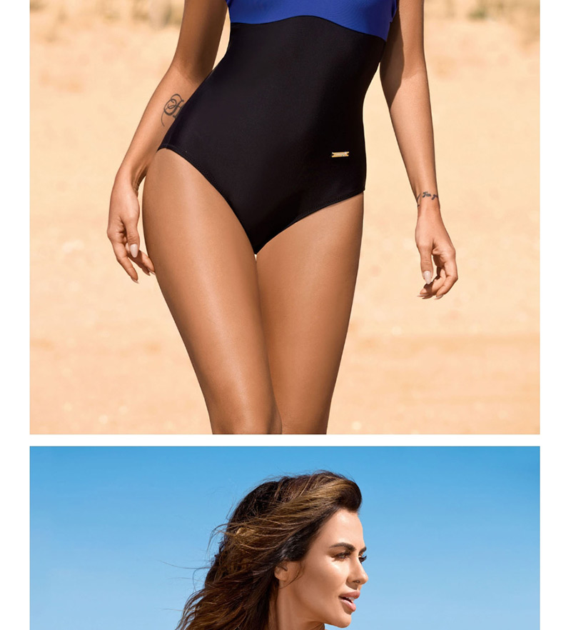 Fashion Royal Blue Gathering One-piece Swimsuit,One Pieces