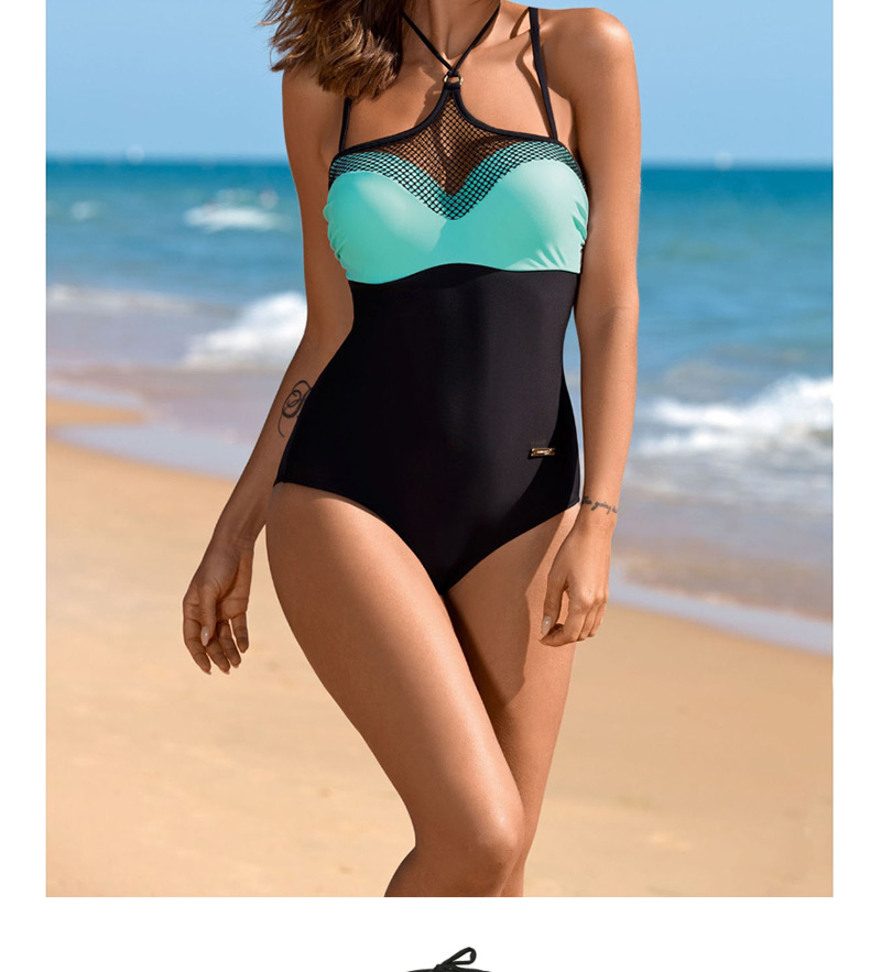 Fashion Lake Green Gathering One-piece Swimsuit,One Pieces