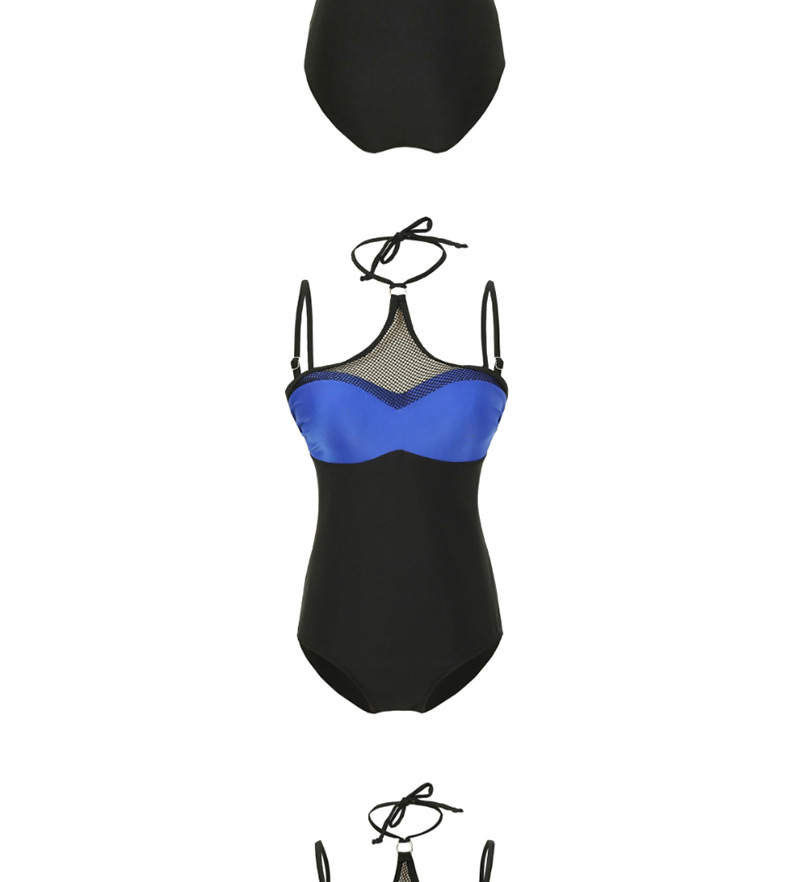 Fashion Royal Blue Gathering One-piece Swimsuit,One Pieces