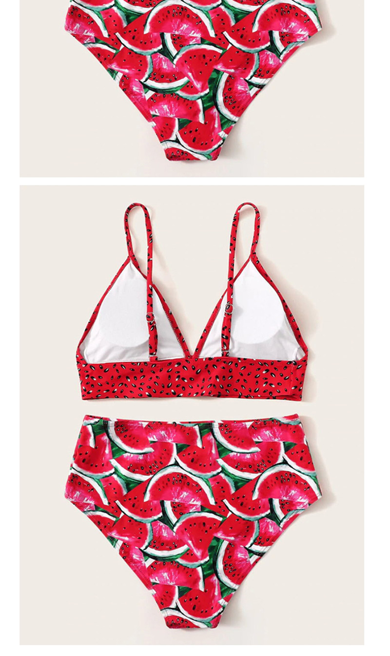 Fashion Red Fruit Print Split Swimsuit,Bikini Sets
