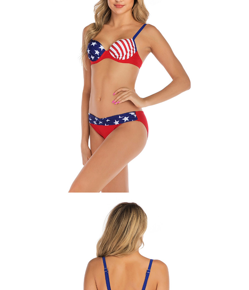 Fashion Color American Flag Hard Pack Split Swimsuit,Bikini Sets