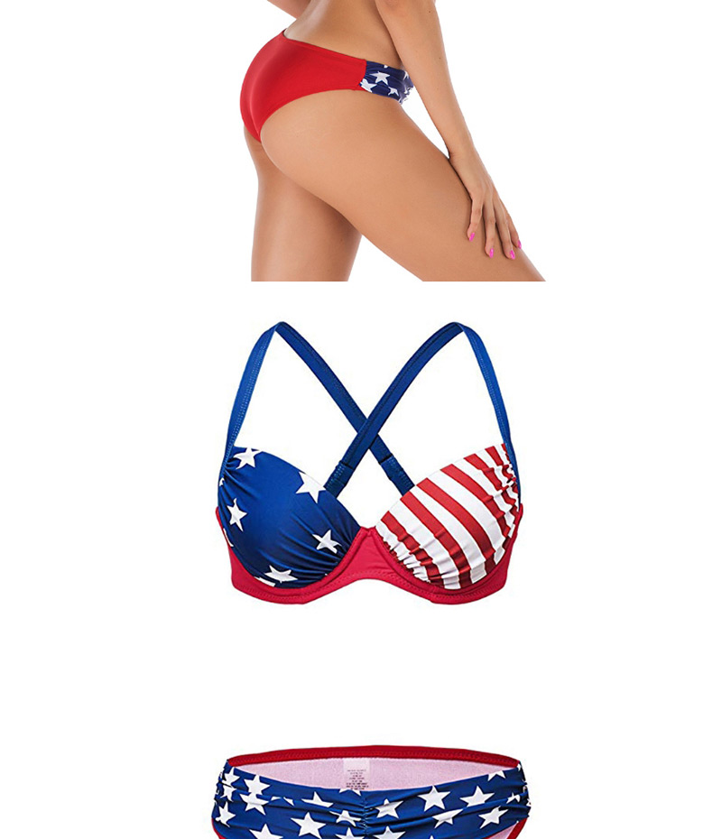 Fashion Color American Flag Hard Pack Split Swimsuit,Bikini Sets