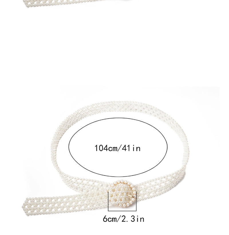 Fashion White Geometric Woven Imitation Pearl With Diamond Waist Chain,Body Piercing Jewelry