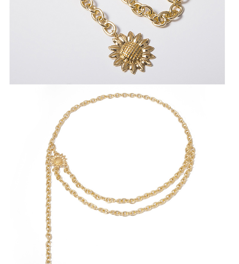Fashion White K Geometric Tassel Sun Flower U-shaped Waist Chain,Body Piercing Jewelry