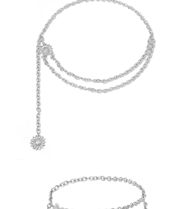 Fashion Gold Geometric Tassel Sun Flower U-shaped Waist Chain,Body Piercing Jewelry