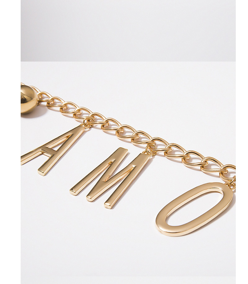 Fashion Gold Geometric Multi-layer Letter Tassel Ball Waist Chain,Body Piercing Jewelry