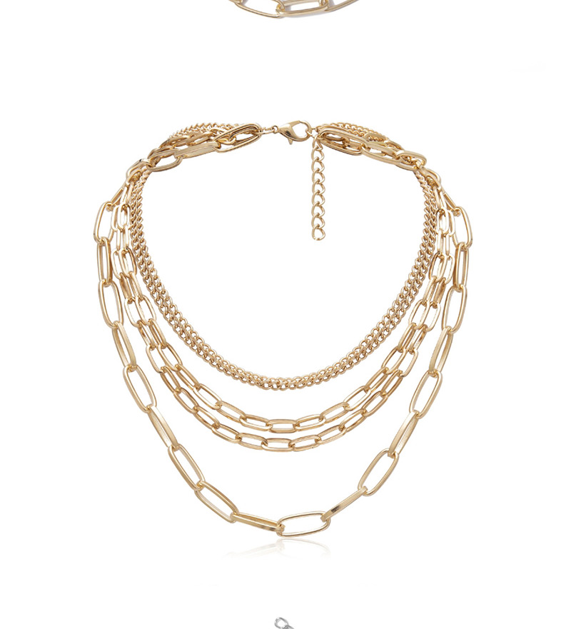 Fashion White K Geometric Multi-layer Chain Necklace,Multi Strand Necklaces