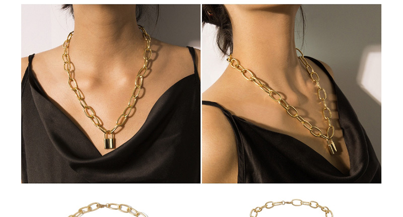 Fashion Body Chain Gold Thick Chain Lock Single Layer Necklace,Body Chain