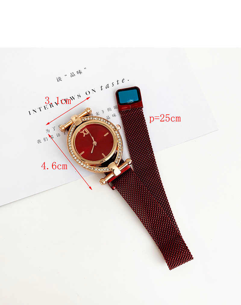 Fashion Red Wine Alloy Diamond-enhanced Dialable Watch,Ladies Watches