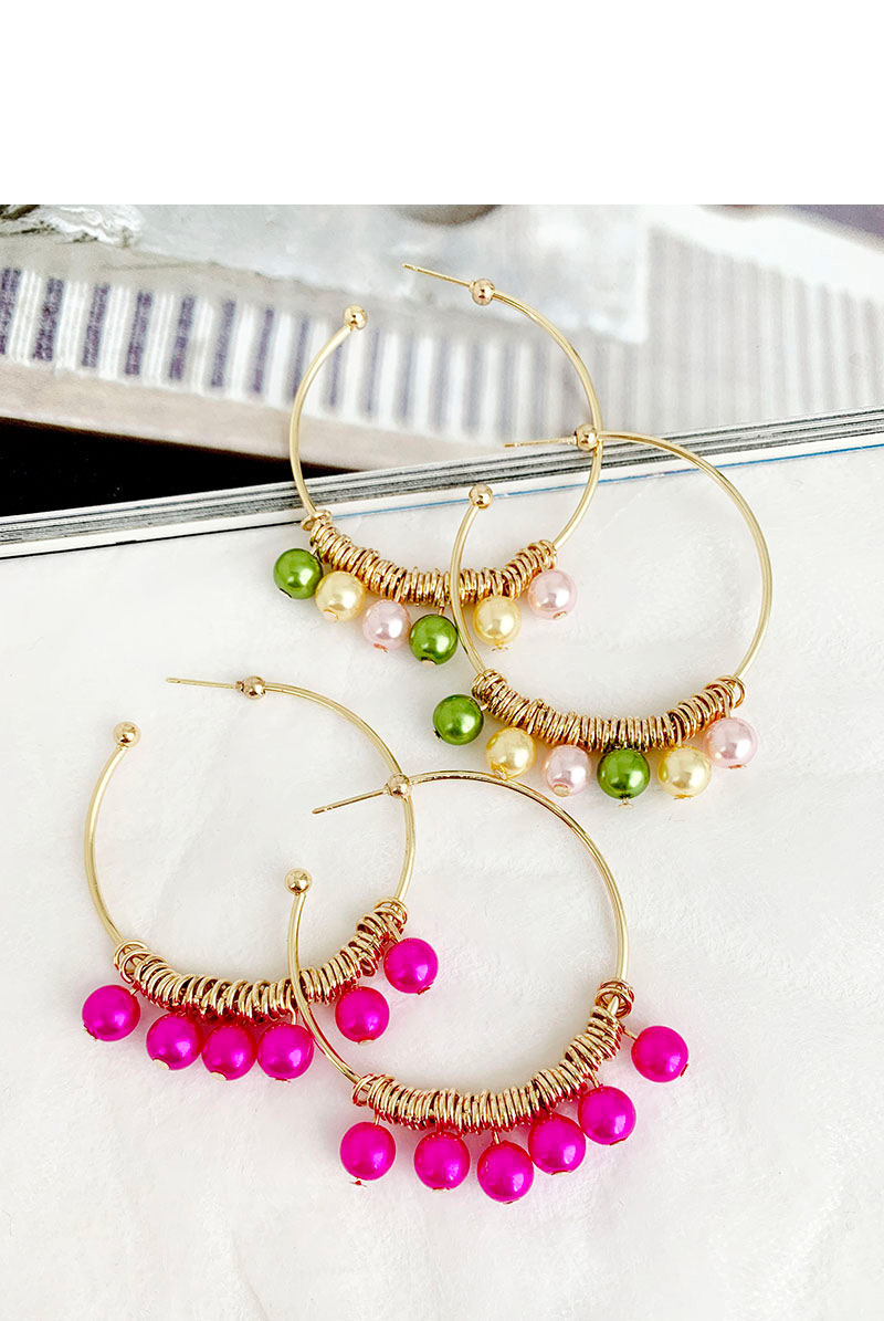 Fashion Pink Alloy Ring Pearl Earrings,Drop Earrings