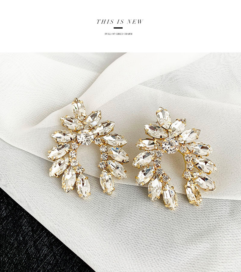 Fashion White Alloy Diamond Geometric Necklace,Stud Earrings