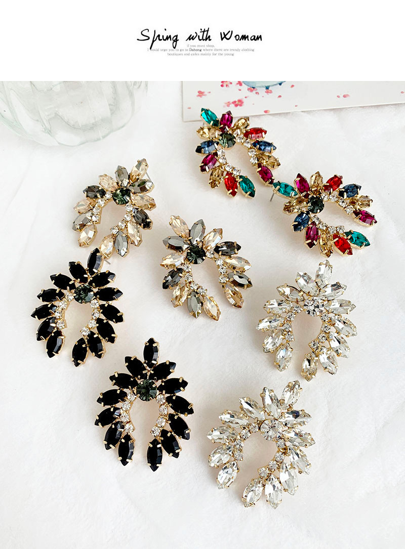 Fashion Color Alloy Diamond Geometric Necklace,Stud Earrings