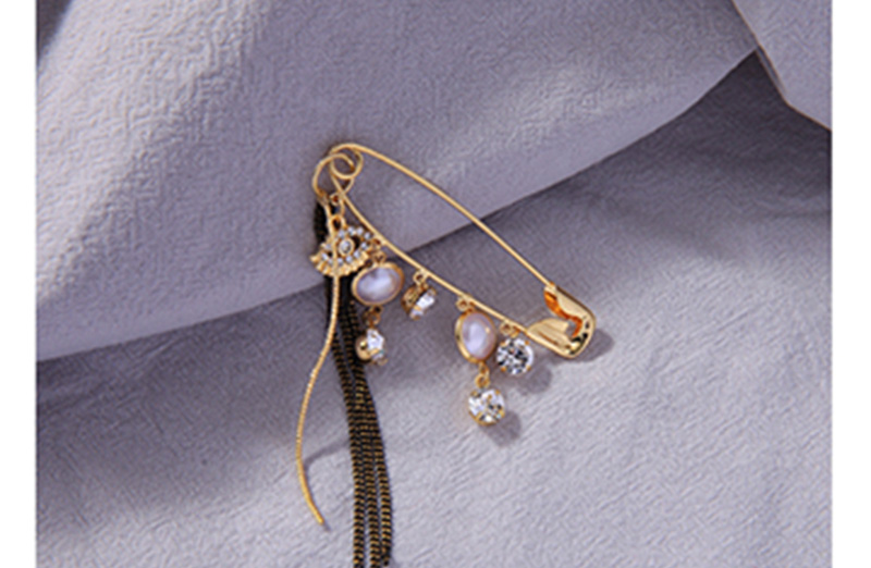 Fashion Gold Diamond Tassel Brooch With Diamonds,Korean Brooches