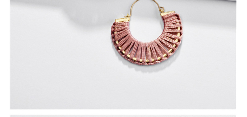 Fashion Red Hollow Alloy U-shaped Silk Woven Basket Earrings,Drop Earrings